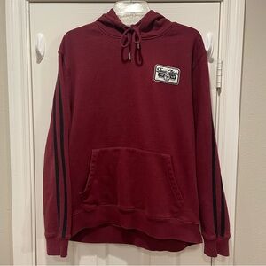 True Religion Men Hoodie Pullover Burgundy 2002 Logo Y2K Style Streetwear Large